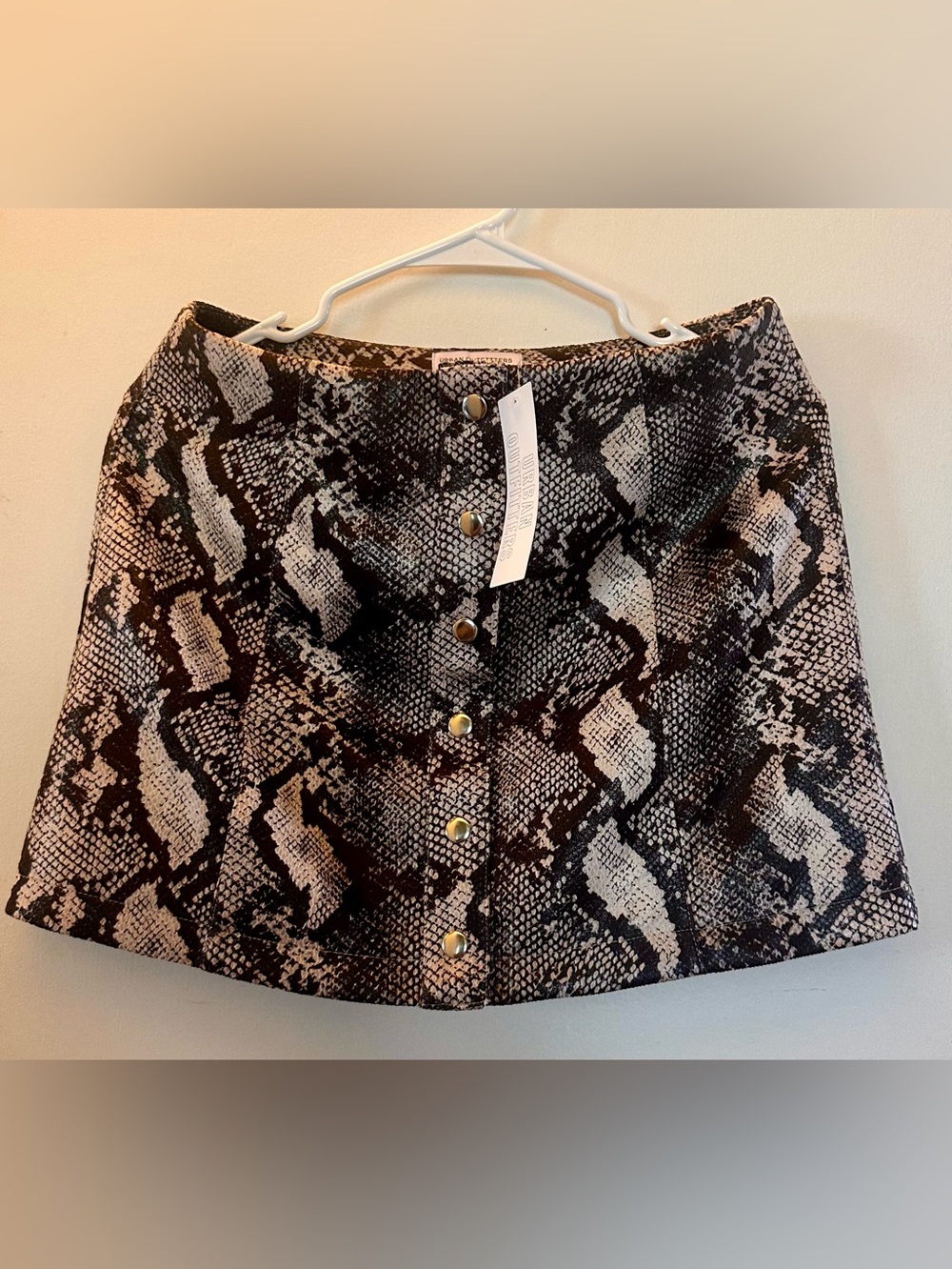 Urban Outfitters Snake-Pattern Button Mini Skirt - Black & Cream